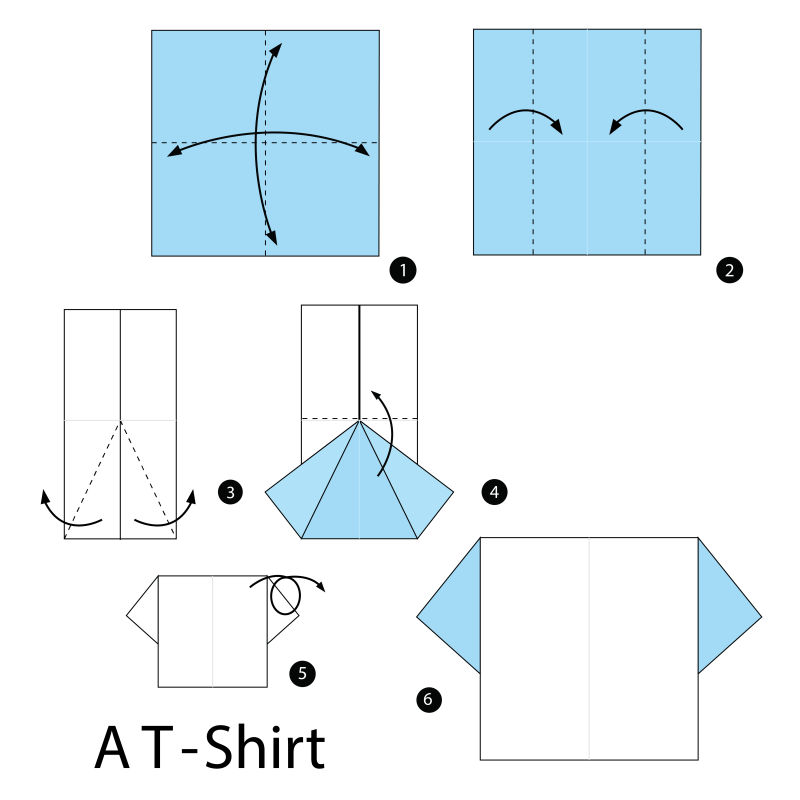 折纸衣服步骤的矢量图解
