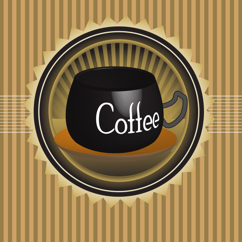 黑色咖啡杯图案矢量咖啡标识设计