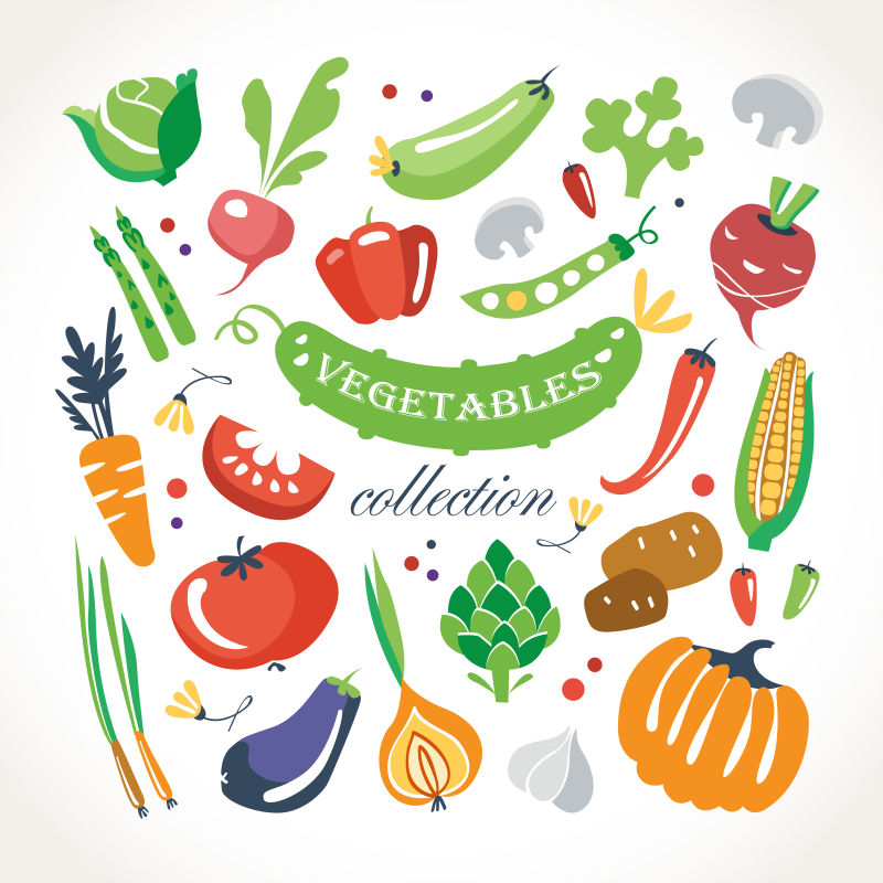 矢量创意蔬菜图标设计插图