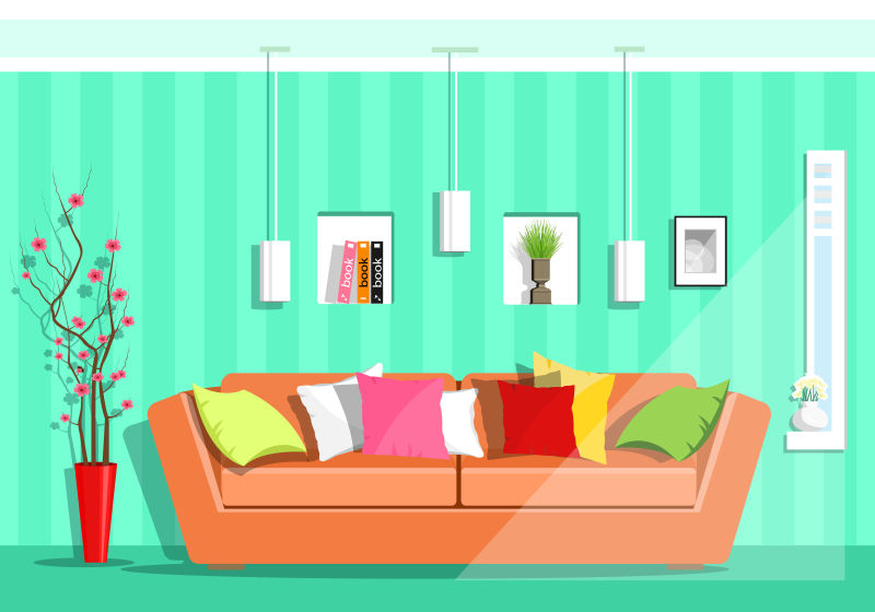 现代风格的客厅矢量插画