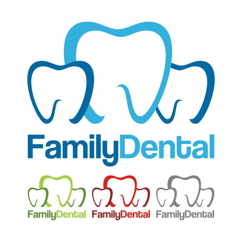 牙齿家庭护理概念的矢量标志设计