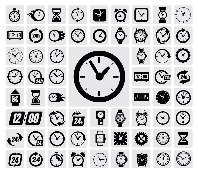 矢量黑色时钟图标设计