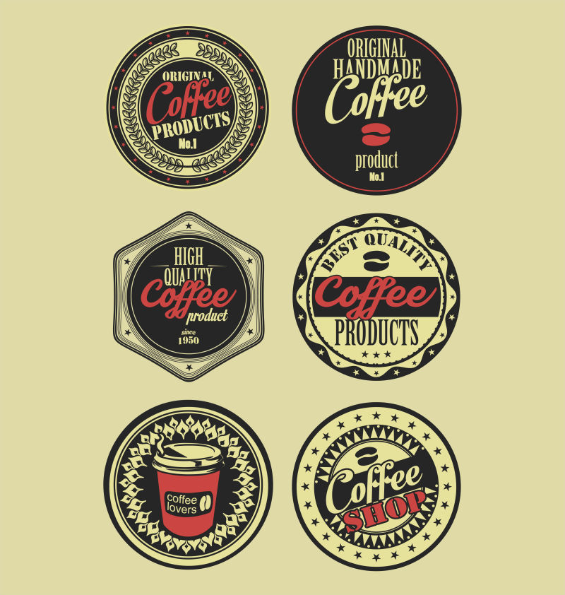 创意咖啡复古矢量标签设计