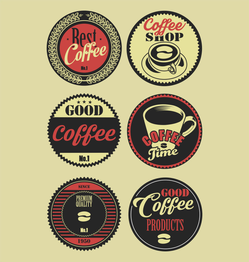 创意矢量复古咖啡标签设计