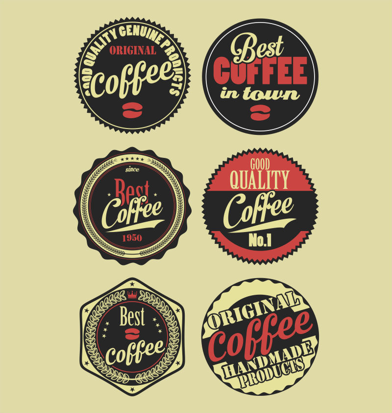  矢量复古咖啡标签设计