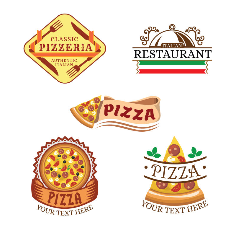 矢量的披萨店宣传标签矢量设计