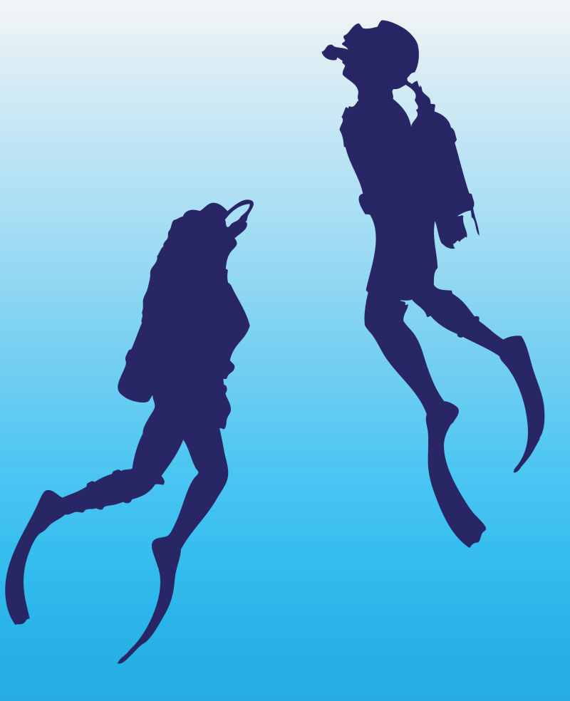 水下游泳的男人和女人矢量插画