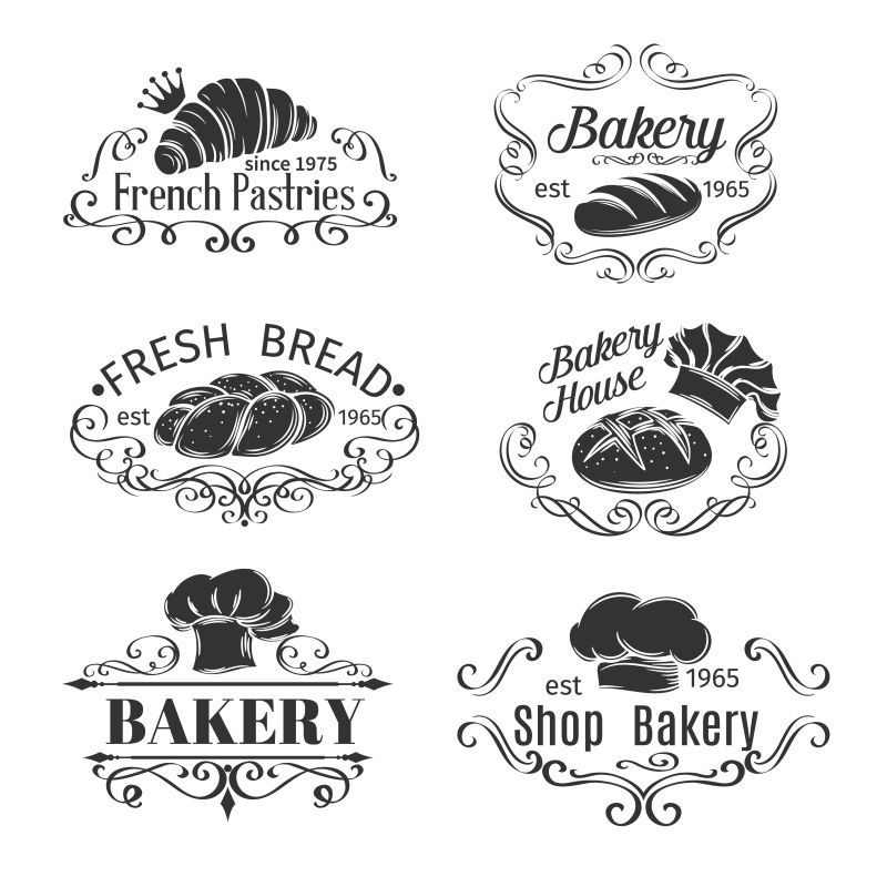 复古的面包店矢量商标设计