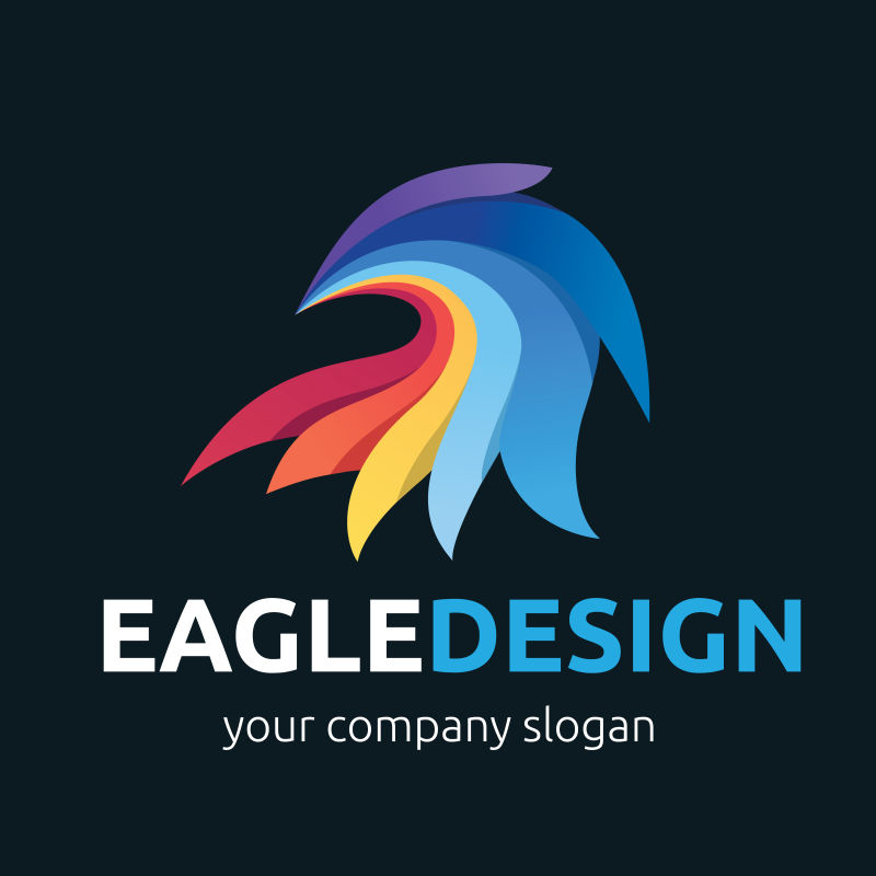 创意矢量彩色抽象鹰图形的标志设计