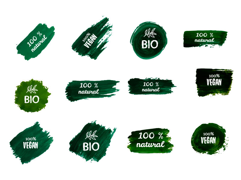 绿色水彩风格的矢量商标设计