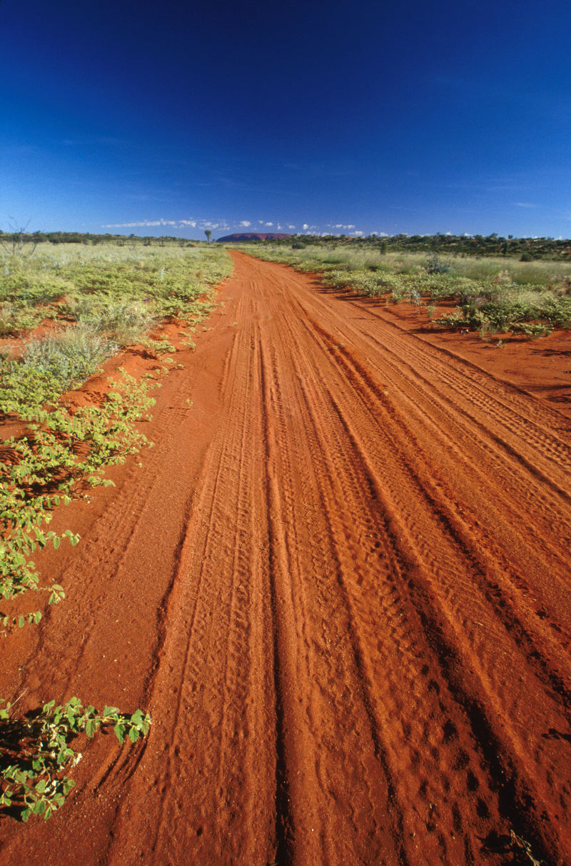 沙漠景观中的直砂砾石公路
