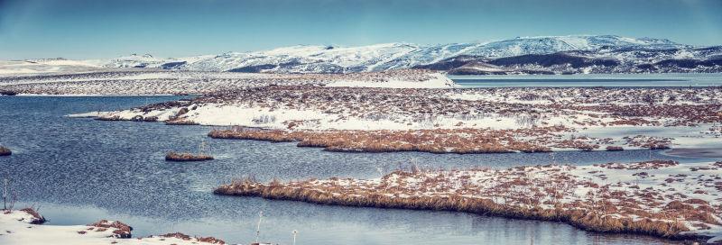 美丽的冰岛冬季景观
