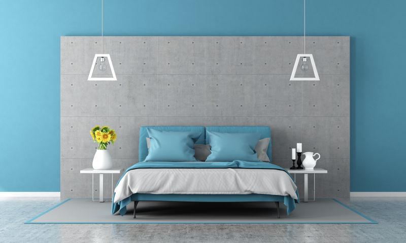 蓝灰主题色下的室内卧房设计