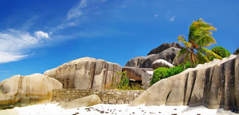 毛里求斯岛美丽的岩石海滩