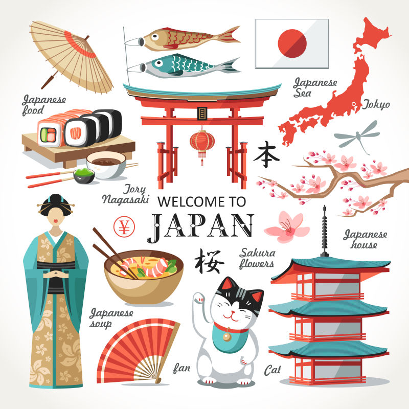 创意矢量日本传统文化设计图标设计元素