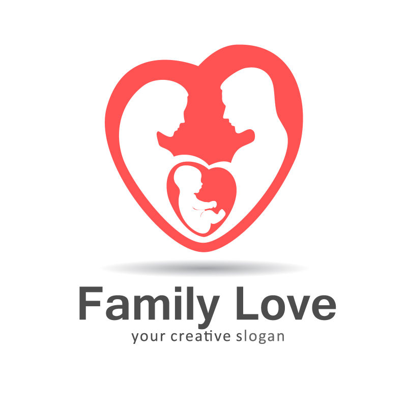 象征家庭的红色心型标志矢量设计