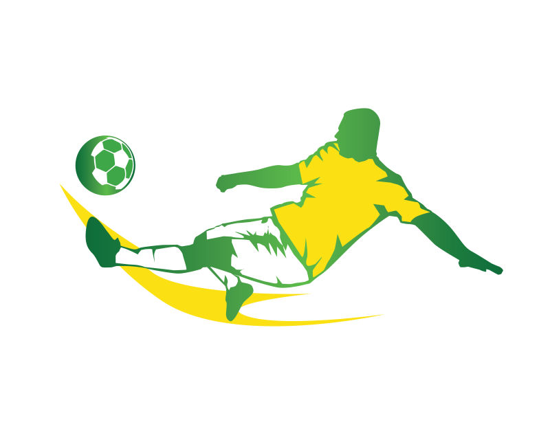 射门的足球运动员轮廓矢量插图设计