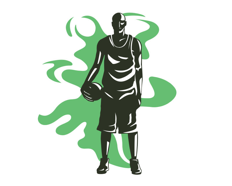 黑色的篮球运动员矢量插图设计