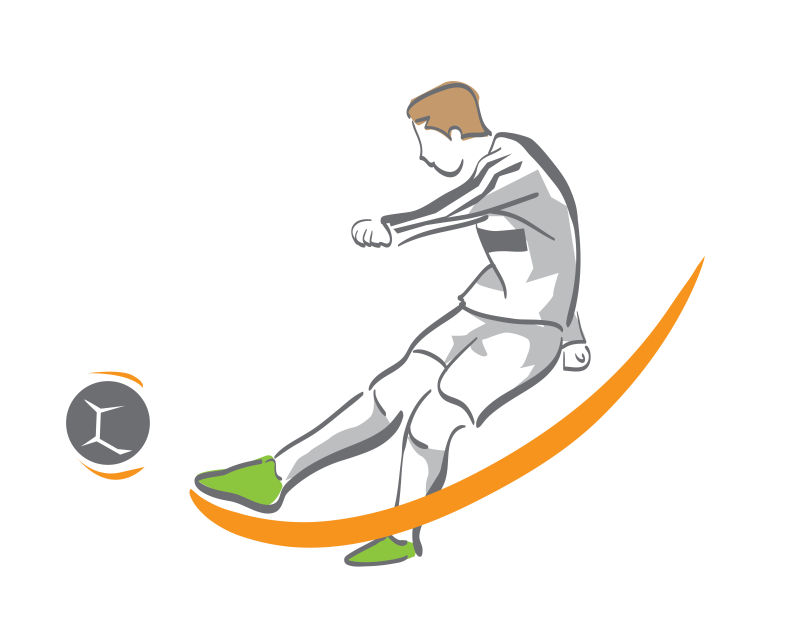 正在踢球的足球运动员矢量插图设计