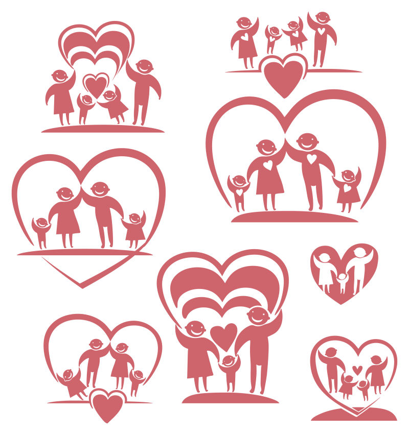 矢量单色的幸福的家庭图标设计