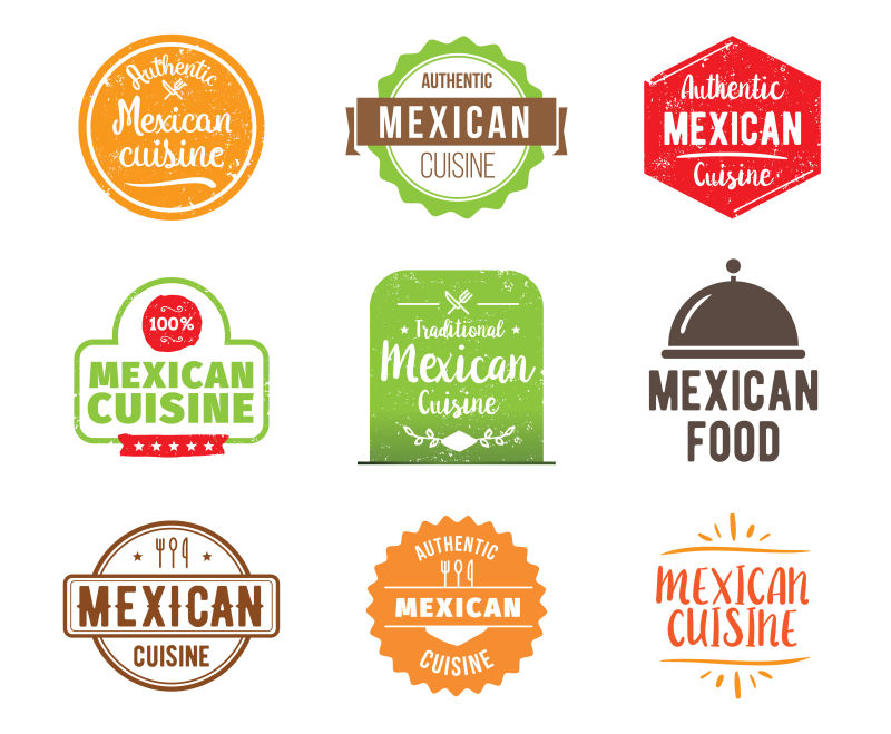 创意墨西哥美食矢量标签设计