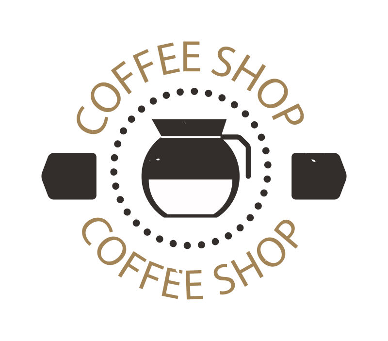 现代矢量咖啡壶形状的标志设计