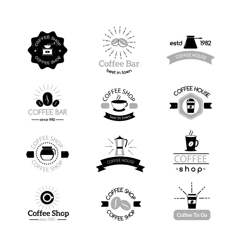矢量创意咖啡主题的标志设计