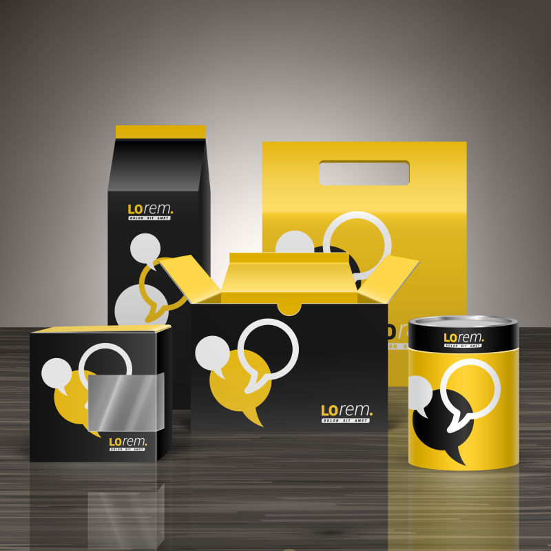 黄黑搭配的企业矢量包装设计