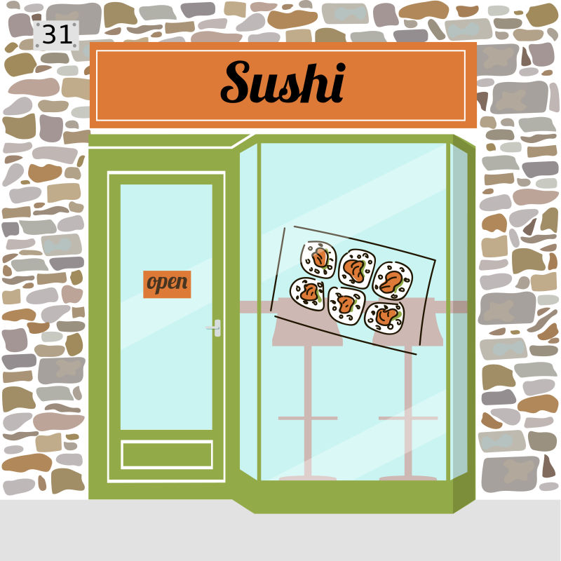 矢量寿司咖啡馆插画背景