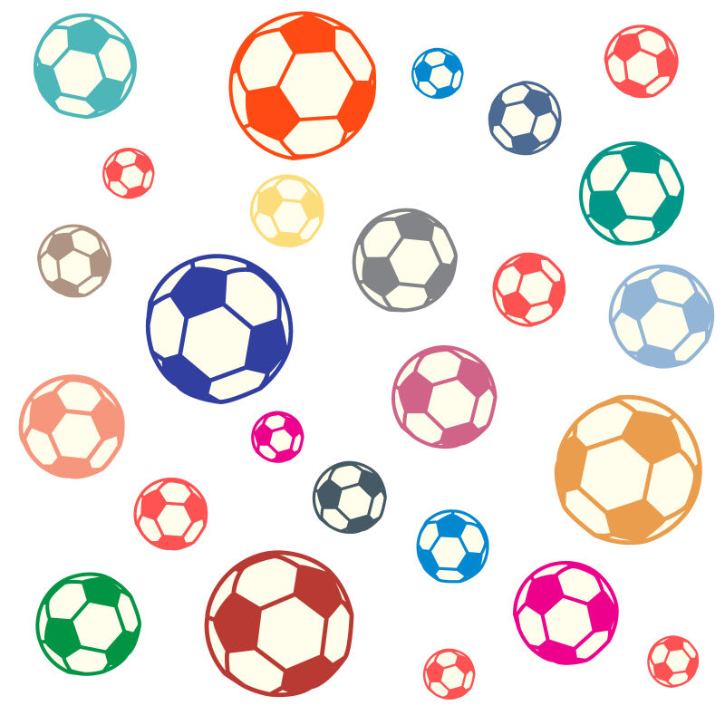 彩色足球图标创意矢量无缝背景