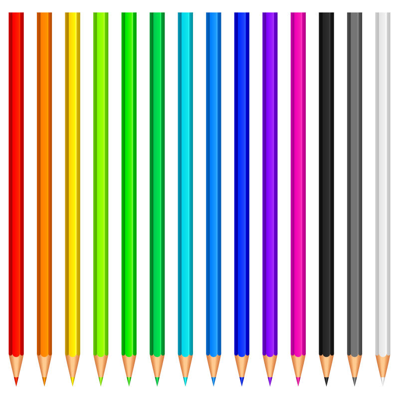 不同颜色的彩色铅笔矢量