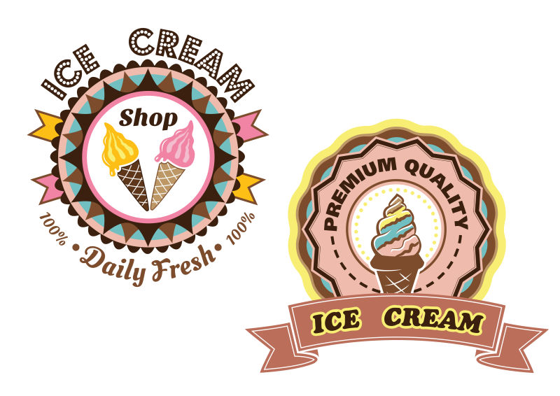 创意冰淇淋矢量标签设计