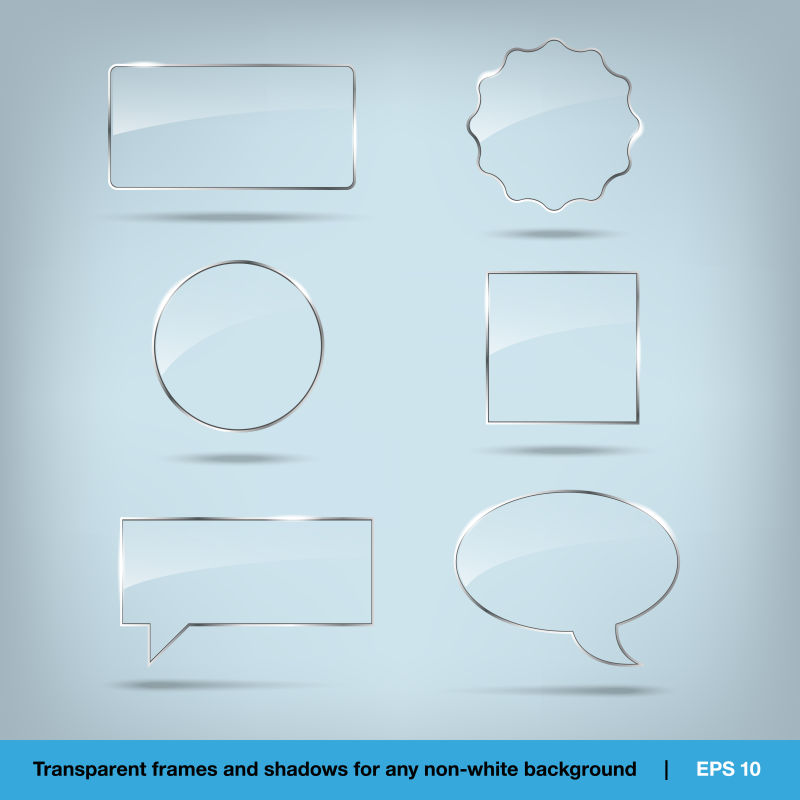 矢量银边透明玻璃的设计模板元素