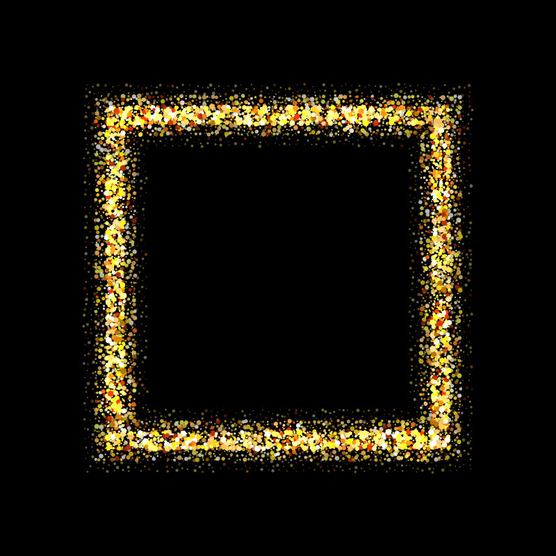 黑色背景上的矢量金色正方形边框