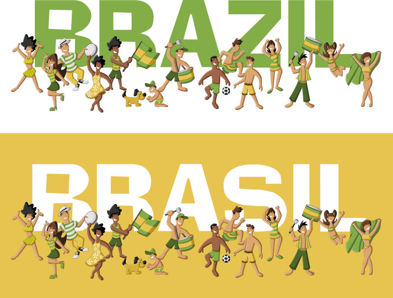 矢量巴西体育球迷的创意图标设计插图