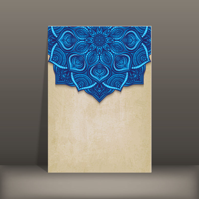 矢量有蓝色装饰花纹的卡纸