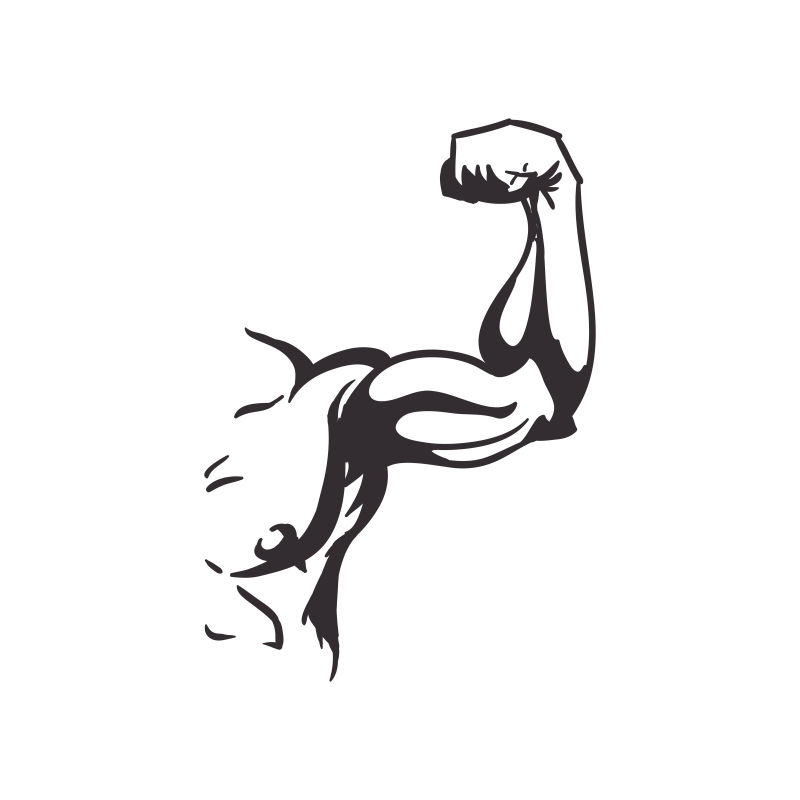 粗壮的健美运动员胳膊轮廓矢量插画