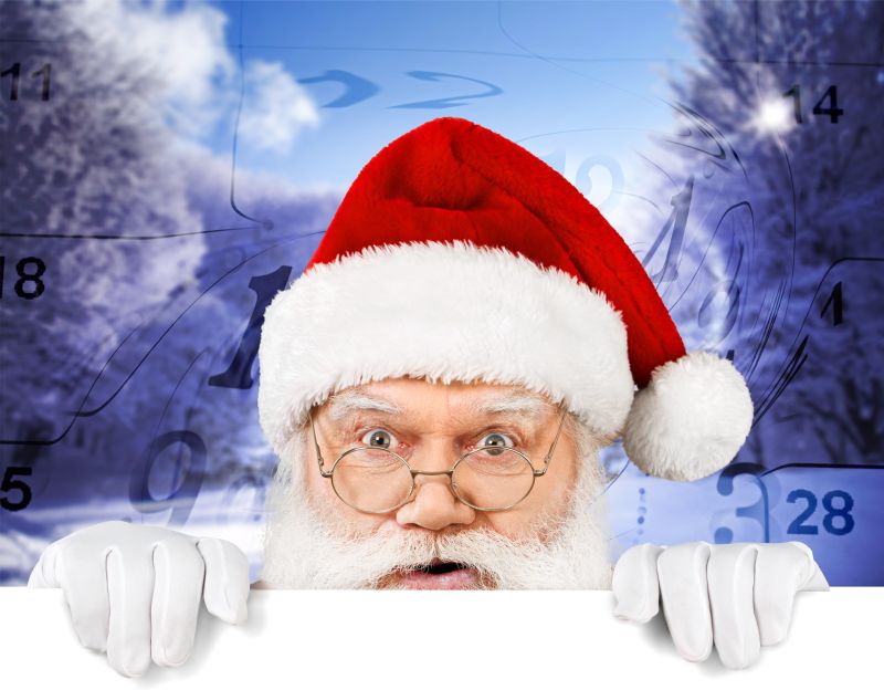 可爱的圣诞老人带着眼镜