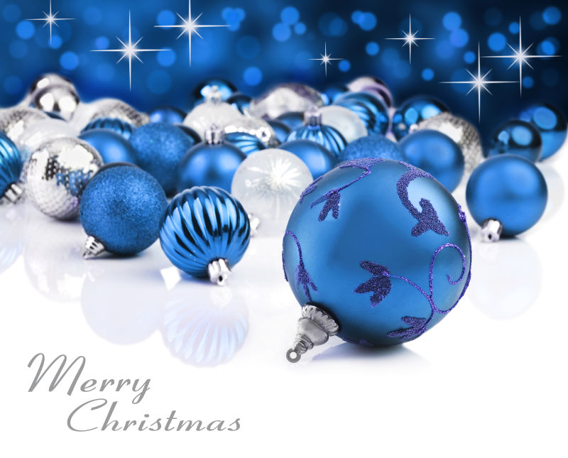 抽象蓝色圣诞铃铛背景