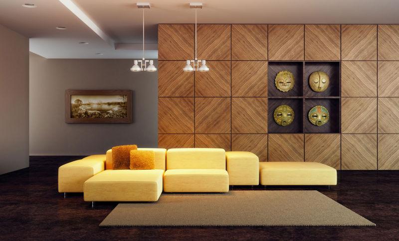 三维几何款式装修设计效果温馨的客厅设计