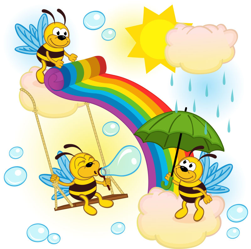 可爱的蜜蜂矢量插图设计