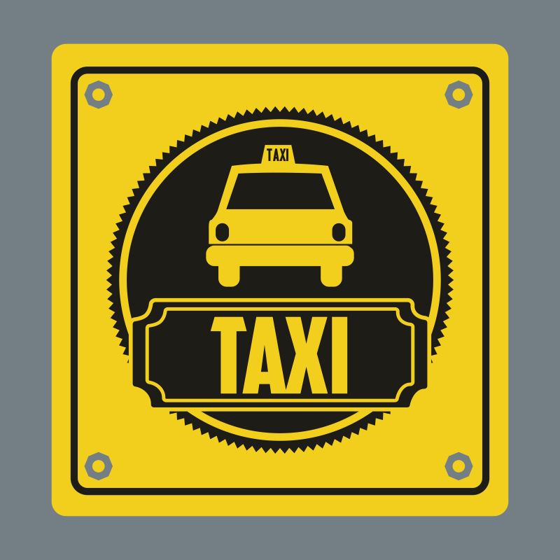 黄色的矢量出租车图标设计