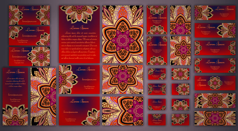 矢量红色创意古典曼荼罗装饰设计背景
