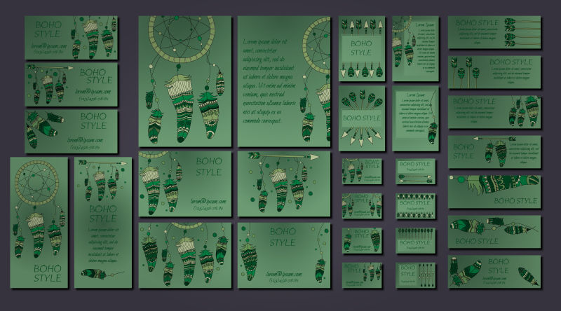 绿色矢量捕梦网元素的装饰创意背景设计