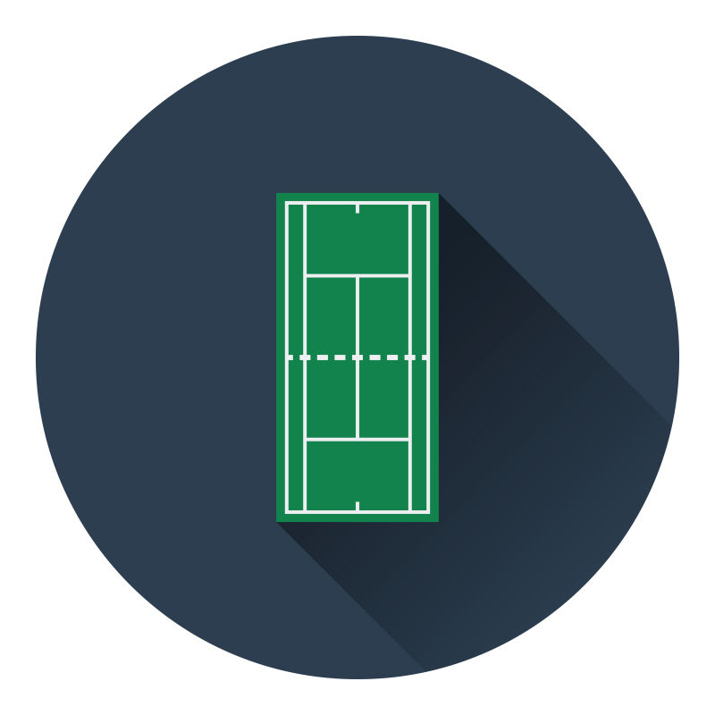 网球场地标记图标矢量插图