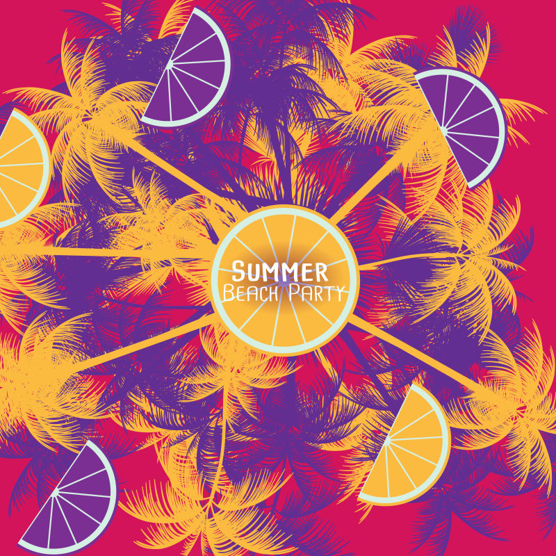 矢量创意夏季热带元素的沙滩派对海报设计