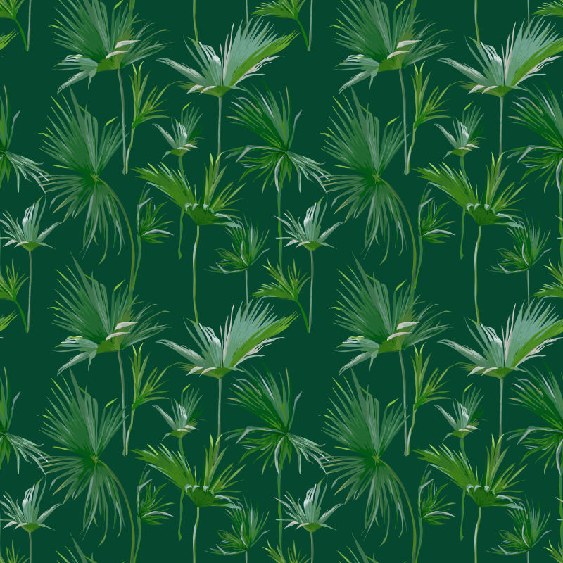 矢量创意绿色棕榈叶无缝背景