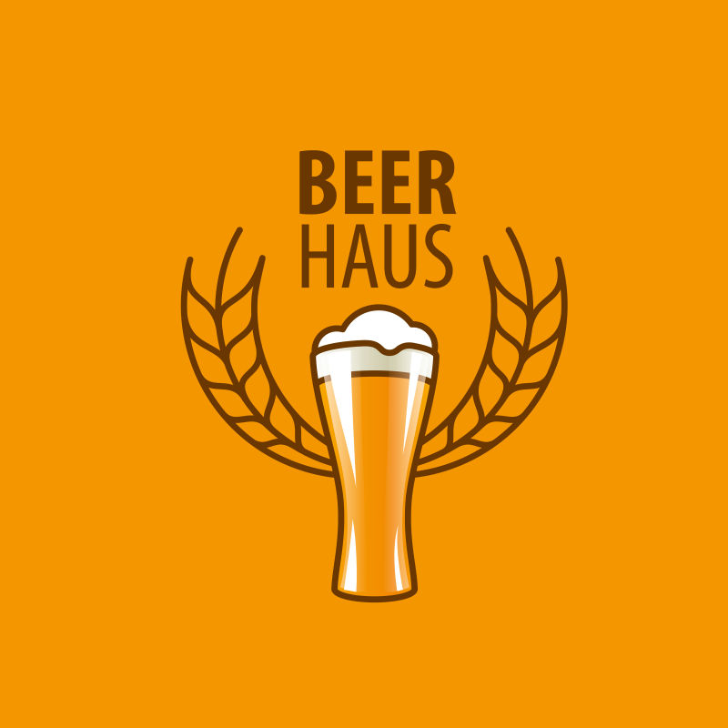 橙色矢量啤酒标志设计