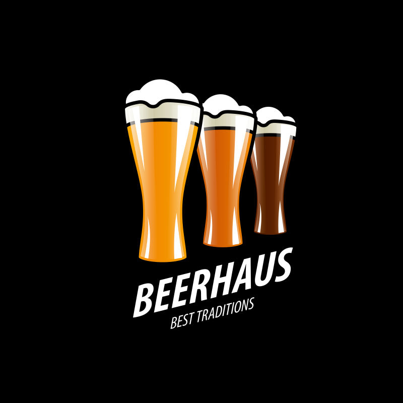 矢量三种品种的啤酒图标设计