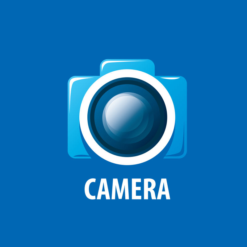 蓝色的相机logo矢量设计